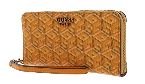 GUESS Laurel SLG Zip Around Wallet L Yellow Logo von GUESS