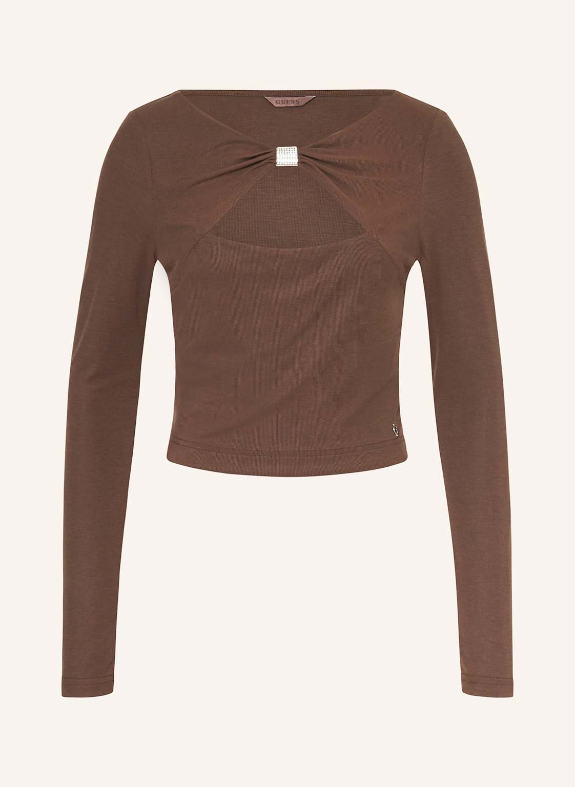 Guess Longsleeve Mit Cut-Out Und Schmucksteinen braun von Guess