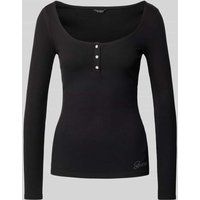 Guess Longsleeve in Ripp-Optik Modell 'KARLEE' in Black, Größe L von Guess