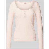 Guess Longsleeve in Ripp-Optik Modell 'KARLEE' in Rosa, Größe M von Guess