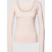 Guess Longsleeve mit Label-Print Modell 'CARRIE' in Rosa, Größe M von Guess