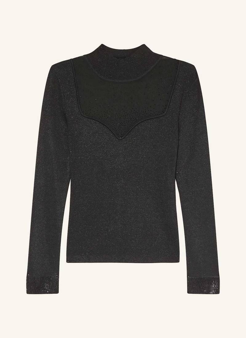 Guess Lonsgsleeve Mit Mesh Und Schmucksteinen schwarz von Guess