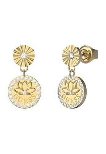 GUESS Lotus Hänge-Ohrringe Lotusblüte JUBE01344JWRHT-U / JUBE01344JWYGT-U, Einheitsgröße, Nicht-Edelmetall, Kein Edelstein von GUESS