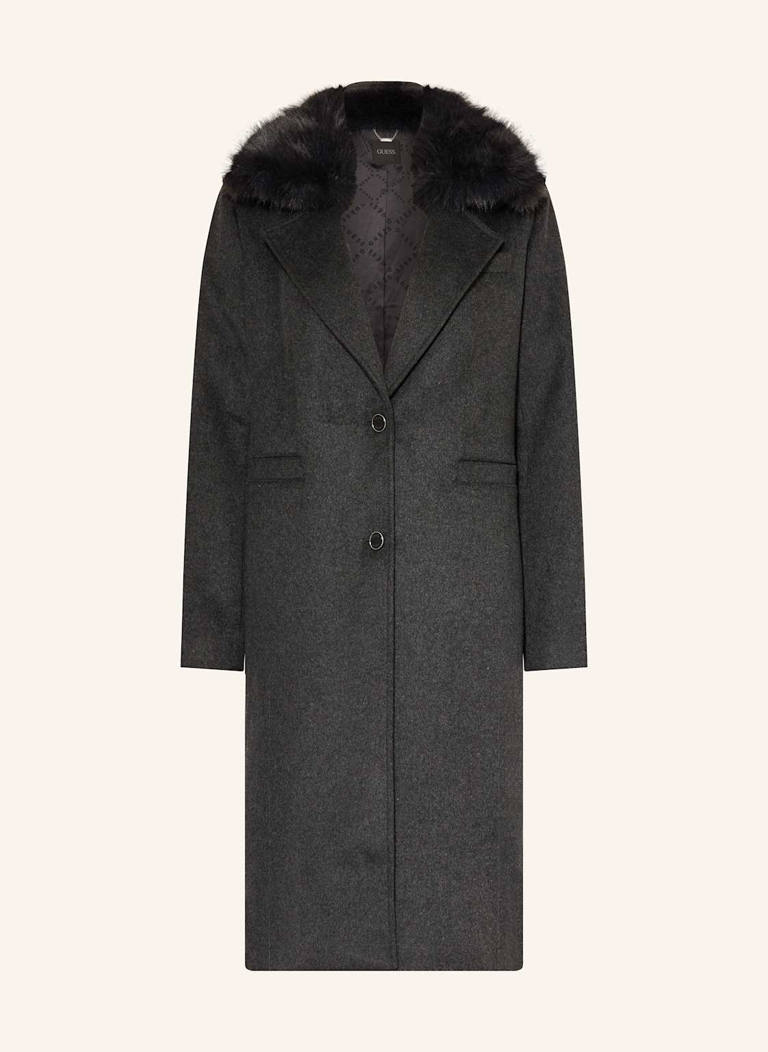Guess Mantel Karole Mit Abnehmbarem Kunstpelz grau von Guess