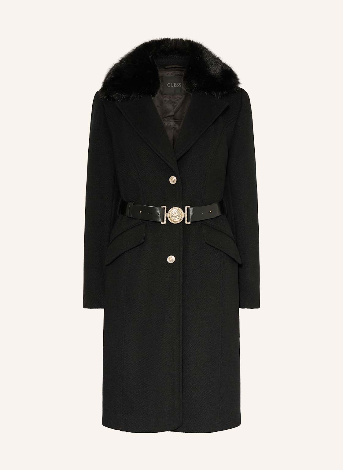 Guess Mantel New Patrice Mit Abnehmbarem Kunstfell schwarz von Guess