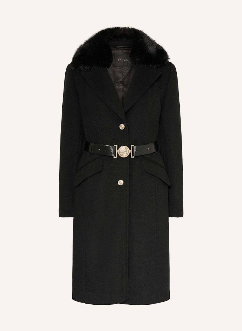 Guess Mantel New Patrice Mit Abnehmbarem Kunstfell schwarz von Guess