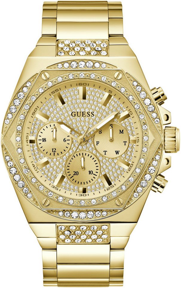 Guess Multifunktionsuhr FURY GW0899G2, Quarzuhr, Armbanduhr, Herrenuhr, Datum, Wochentag, Edelstahlarmband von Guess