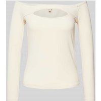 Guess Off-Shoulder-Longsleeve in Ripp-Optik in Offwhite, Größe M von Guess