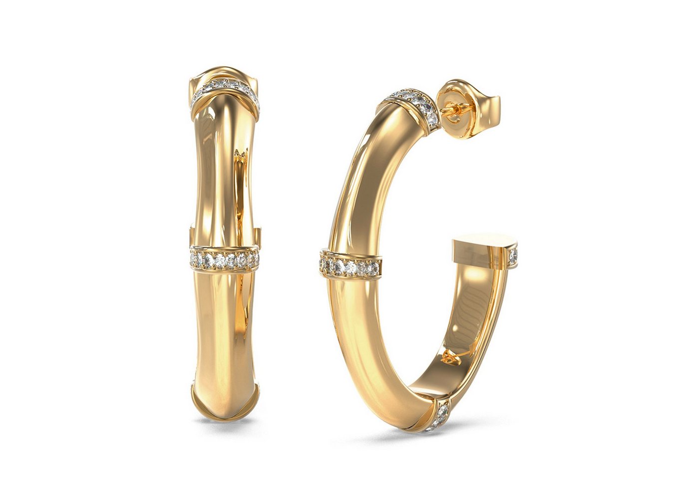 Guess Paar Creolen Damen-Bambus Goldfarben von Guess