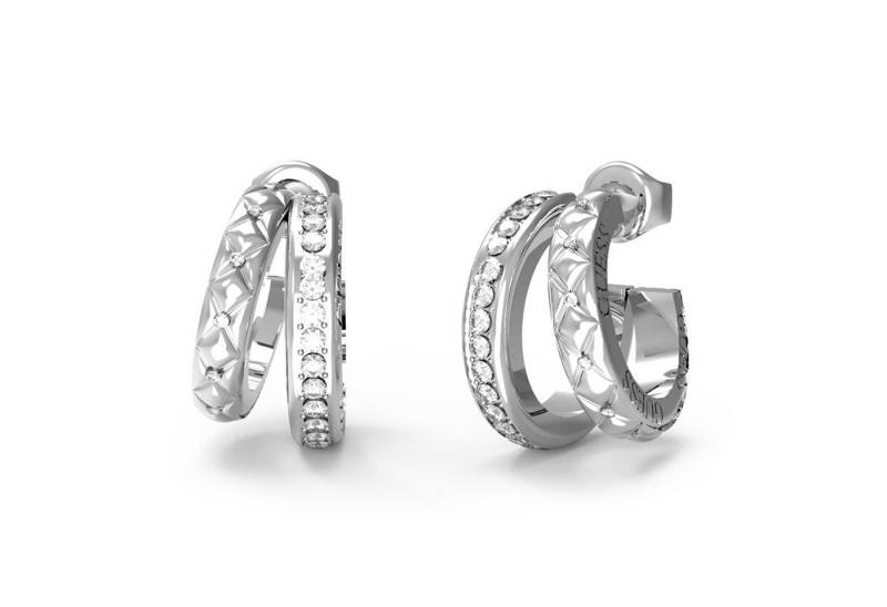 Guess Paar Creolen Damen-Matelasse Pave Zweireihig von Guess