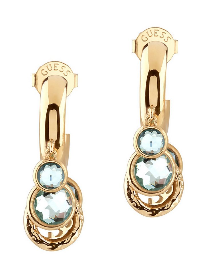 Guess Paar Creolen Damen-Crystal Charms 4G Blau/Gold von Guess