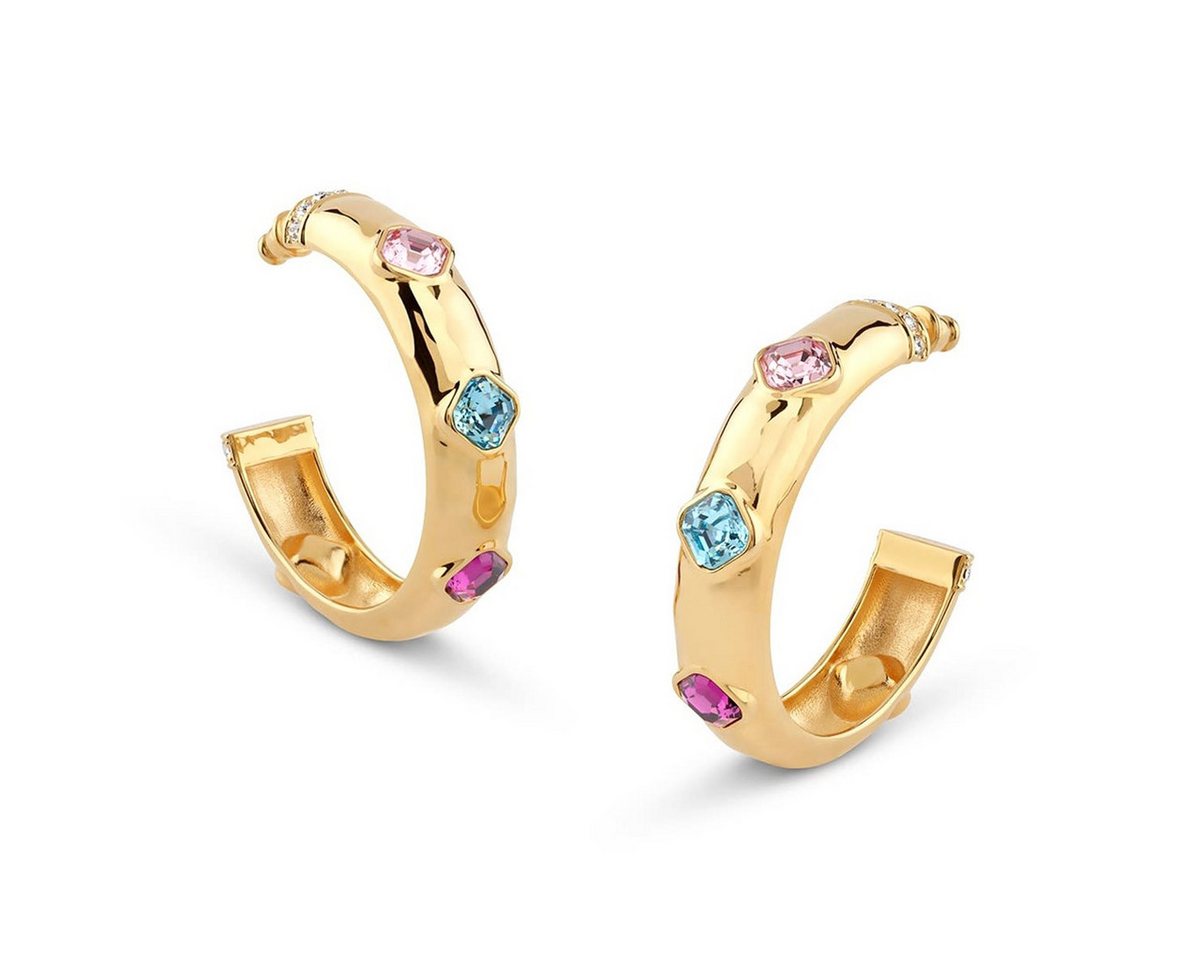 Guess Paar Creolen Damen-Multi Crystals Goldfarben von Guess