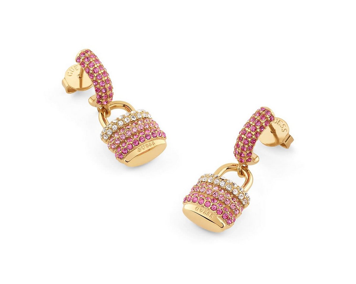 Guess Paar Creolen Damen-Pave Schloss Goldfarben von Guess