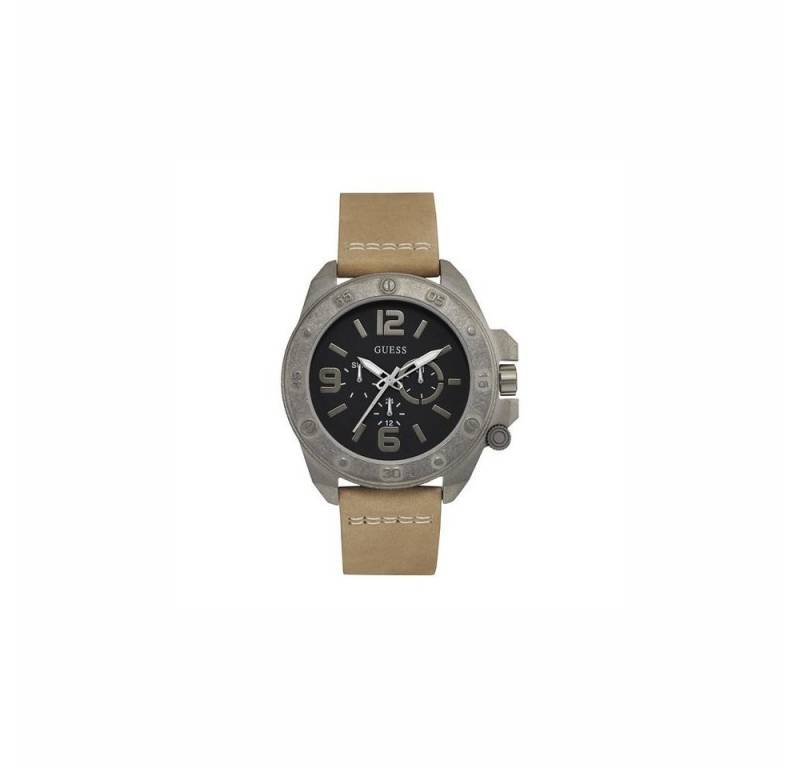 Guess Quarzuhr Guess Armbanduhr Herren Leder Uhr W0659G4 46 mm Quarzuhr Armbanduhr Uh von Guess