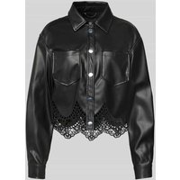 Guess Relaxed Fit Bluse in Leder-Optik Modell 'CLOTHILDE' in BLACK, Größe S von Guess