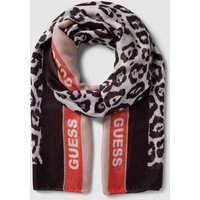 Guess Schal mit Animal- und Label-Print in Dunkelbraun, Größe One Size von Guess