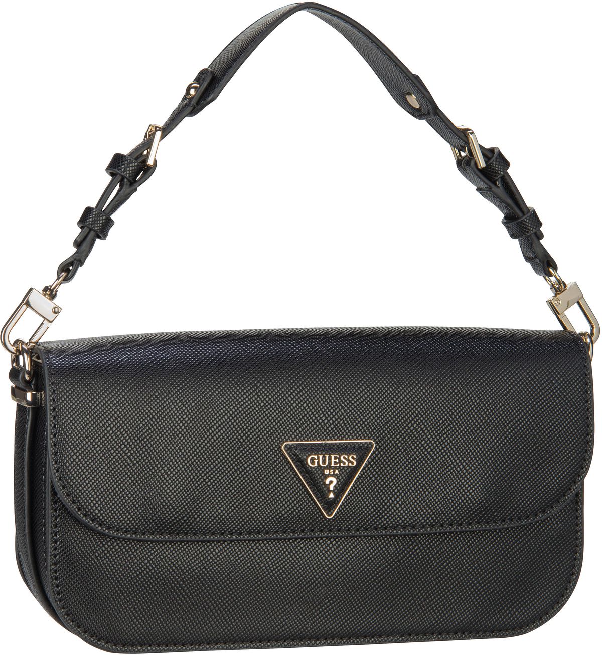 Guess Brynlee Triple Compartment Flap Crossbody  in Schwarz (2.6 Liter), Schultertasche von Guess