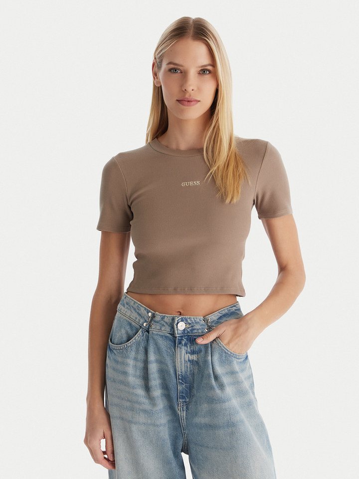 Guess Shirttop CARLA SS KNIT TOPS - Cropped Shirt mit GUESS Logo auf der Brust von Guess