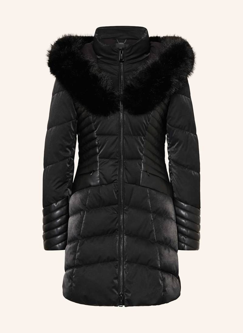 Guess Steppjacke New Oxana Im Materialmix Mit Abnehmbarem Kunstfell schwarz von Guess