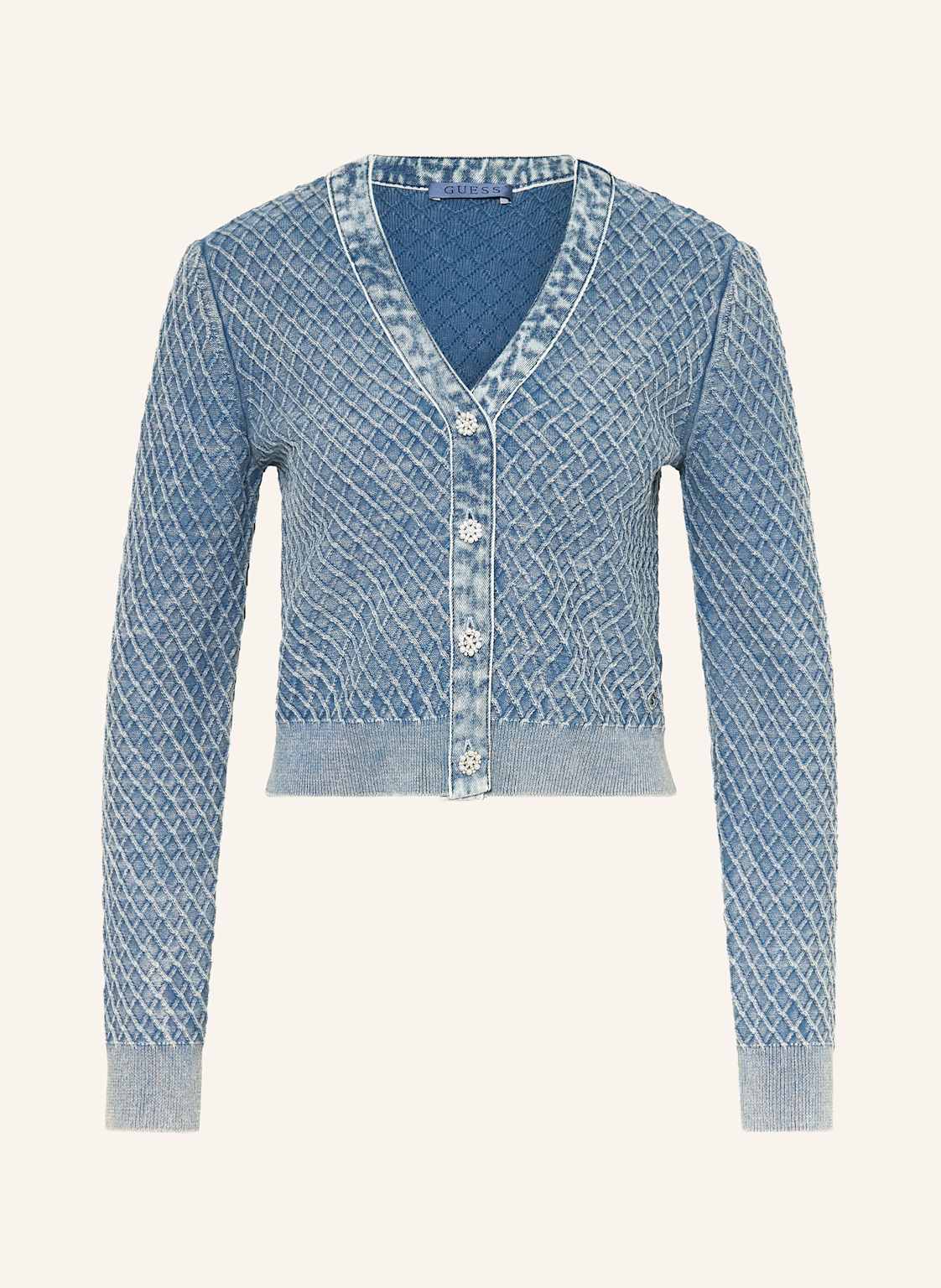Guess Strickjacke Mit Schmuckperlen Und Schmucksteinen blau von Guess