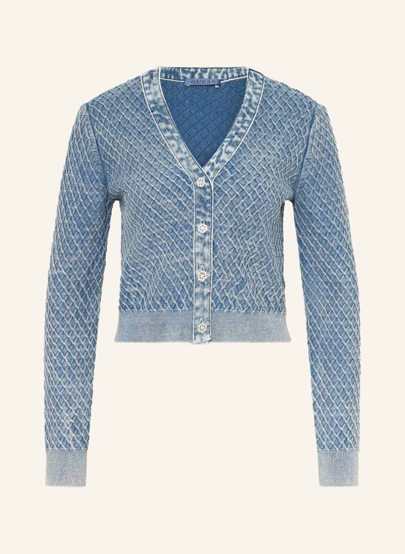 Guess Strickjacke Mit Schmuckperlen Und Schmucksteinen blau von Guess