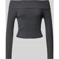Guess Strickpullover im Off-Shoulder-Design Modell 'NINA' in Anthrazit Melange, Größe XL von Guess