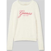 Guess Strickpullover mit Label-Stitching in Ecru, Größe 140 von Guess