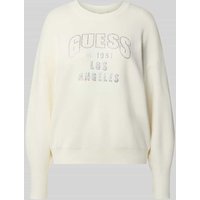 Guess Strickpullover mit Ziersteinbesatz Modell 'LEIGHTON' in Weiss, Größe L von Guess
