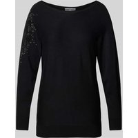 Guess Strickpullover mit Ziersteinbesatz Modell 'LESLIE' in Black, Größe XS von Guess