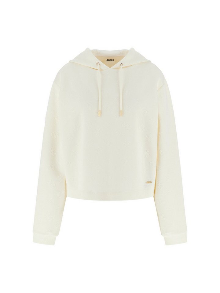 Guess Sweatshirt – Struktur-Sweatshirt mit Kapuze und All-Over-Logo Kordelzug von Guess