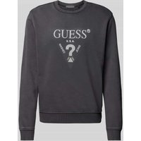 Guess Sweatshirt mit Label-Print Modell 'TREATED' in Black, Größe XL von Guess