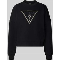 Guess Sweatshirt mit Logo und Ziersteinbesatz Modell 'RACHELE' in Black, Größe M von Guess