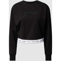 Guess Sweatshirt mit elastischem Label-Bund Modell 'CARRIE' in Black, Größe M von Guess