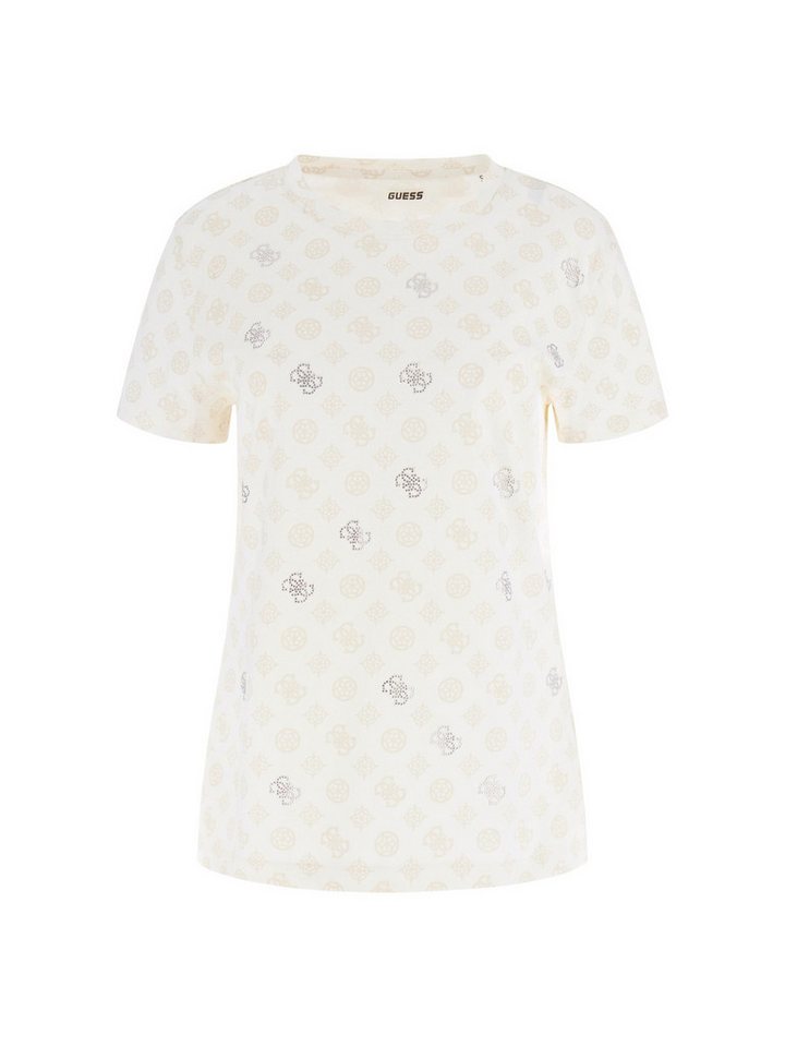 Guess T-Shirt – T-Shirt mit All-Over-Logo, Strasssteindetails - Rundhalsaussch von Guess