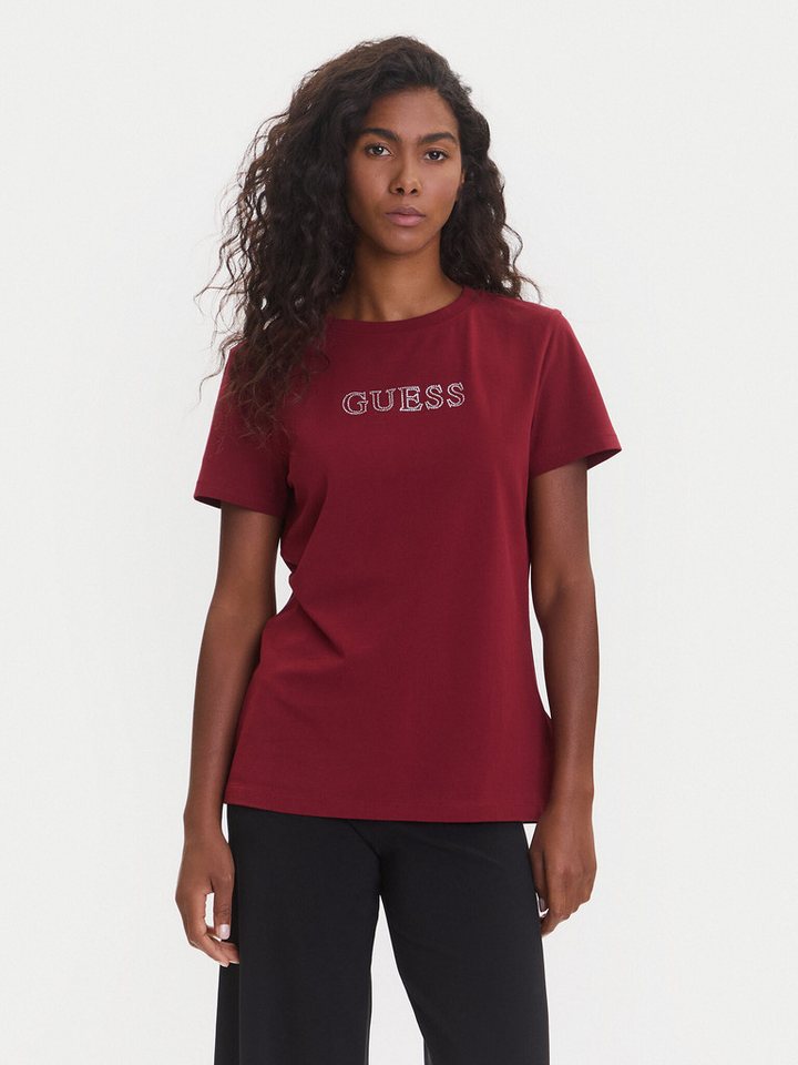 Guess T-Shirt - basic T-Shirt - Shirt kurzarm Damen - T-Shirt mit Strass Logo von Guess