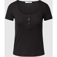 Guess T-Shirt in Ripp-Optik Modell 'SAMANTHA' in Black, Größe XS von Guess