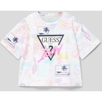 Guess T-Shirt mit Allover-Muster in Ecru, Größe 164 von Guess