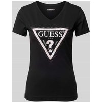 Guess T-Shirt mit Label-Print Modell 'PYTHON' in Black, Größe S von Guess
