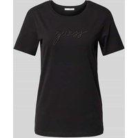 Guess T-Shirt mit Label-Stitching Modell 'LUCIA' in Black, Größe M von Guess
