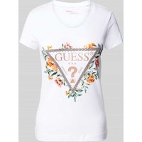 Guess T-Shirt mit Motiv- und Label-Print Modell 'TRIANGLE FLOWERS' in Weiss, Größe L von Guess