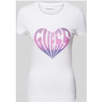 Guess T-Shirt mit Strasssteinbesatz Modell 'HEART' in Weiss, Größe S von Guess