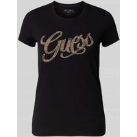 Guess T-Shirt mit Ziersteinbesatz in Black, Größe S von Guess