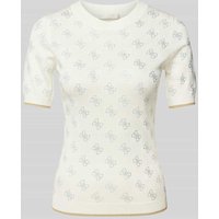 Guess T-Shirt mit gerippten Abschlüssen Modell 'ROSIE' in Offwhite, Größe L von Guess
