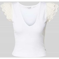 Guess Top in Ripp-Optik Modell 'DAHLIA SANGALLO' in Weiss, Größe S von Guess