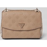 Guess Umhängetasche mit Label-Strukturmuster Modell 'CRESIDIA' in Taupe, Größe 1 von Guess