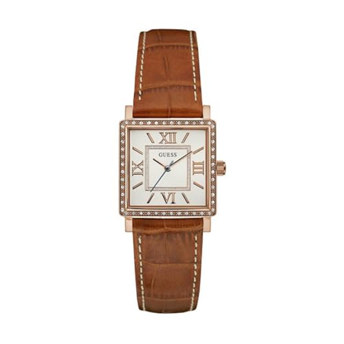 Guess Unisex Erwachsene Datum klassisch Quarz Uhr mit Leder Armband W0829L4 von GUESS