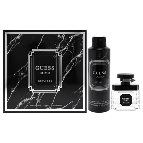 Guess Uomo by Guess for Men – 2 Stück Geschenkset, 1,7 oz EDT Spray, 6oz Deodorizing Body Spray von GUESS