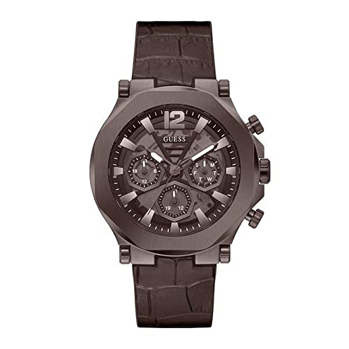 Guess Watches Gents Edge Herren Uhr analog Quarzwerk mit Leder Armband GW0492G2 von GUESS