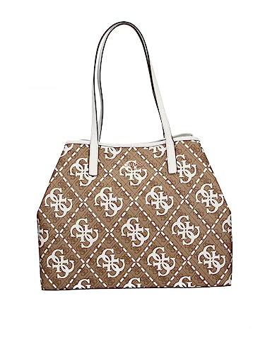 Guess Women Vikky Large Tote Bag, Latte Logo/Weiß, One Size von GUESS