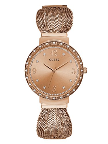 Guess Women's Stainless Steel Mesh Strap Crystal Accented Watch, Color Rose Gold-Tone (Model: U1083L3) von GUESS